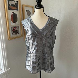 Anne Klein Silver Sleeveless Lined Top Women Large